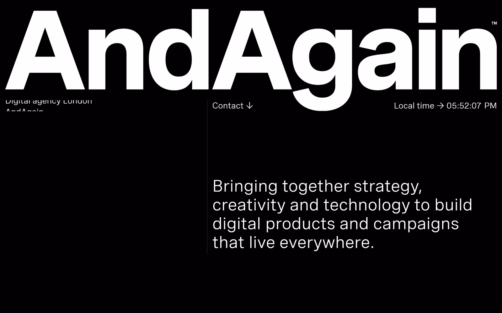 AndAgain — Dark Mode Agency website design