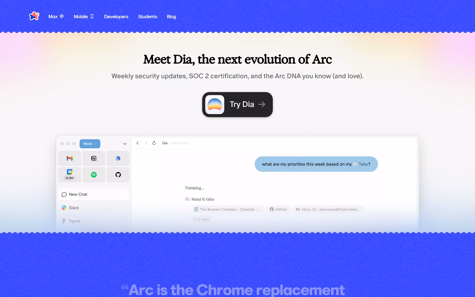 Arc Browser — Colorful SaaS website design