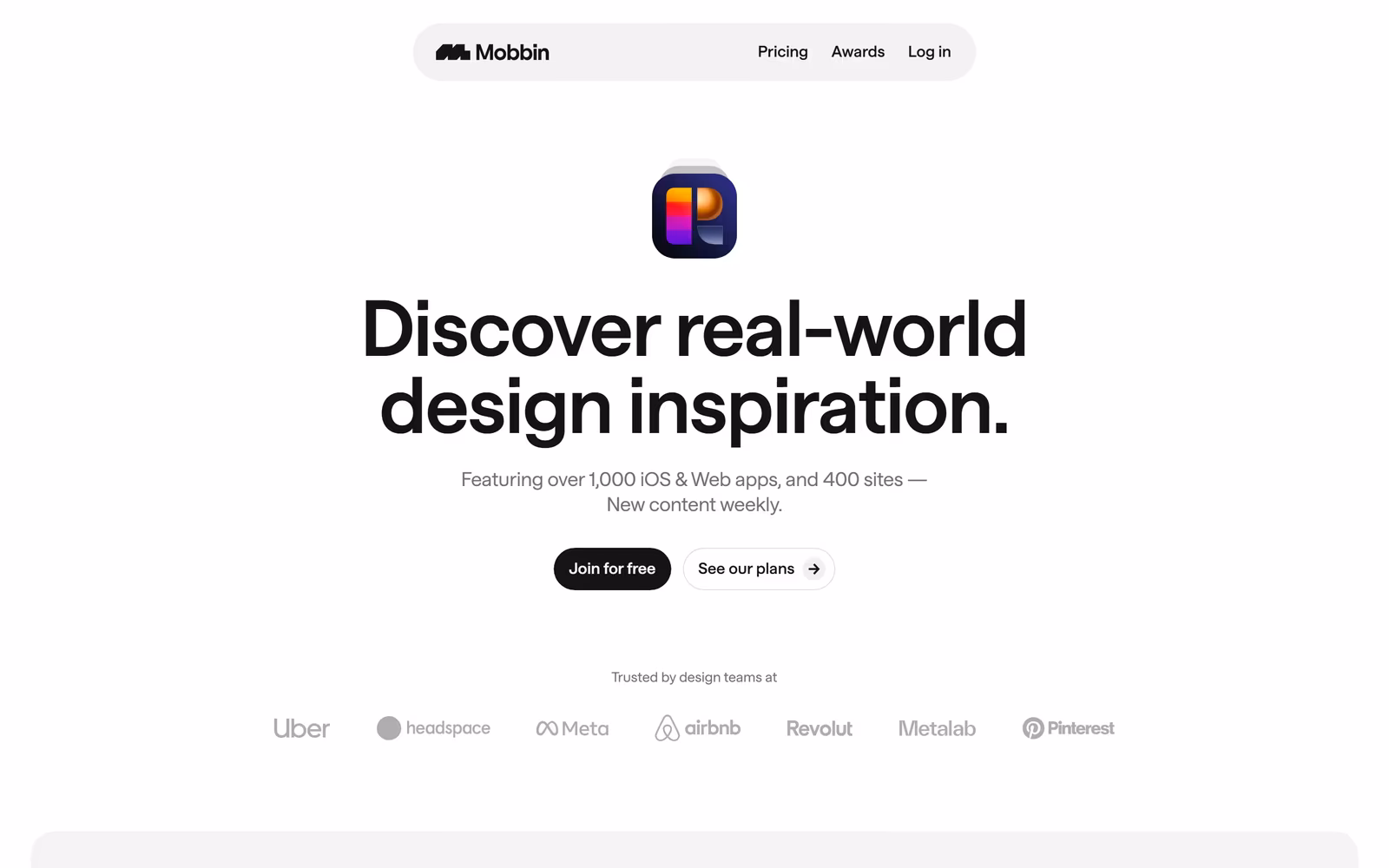 Mobbin — Minimalist SaaS website design
