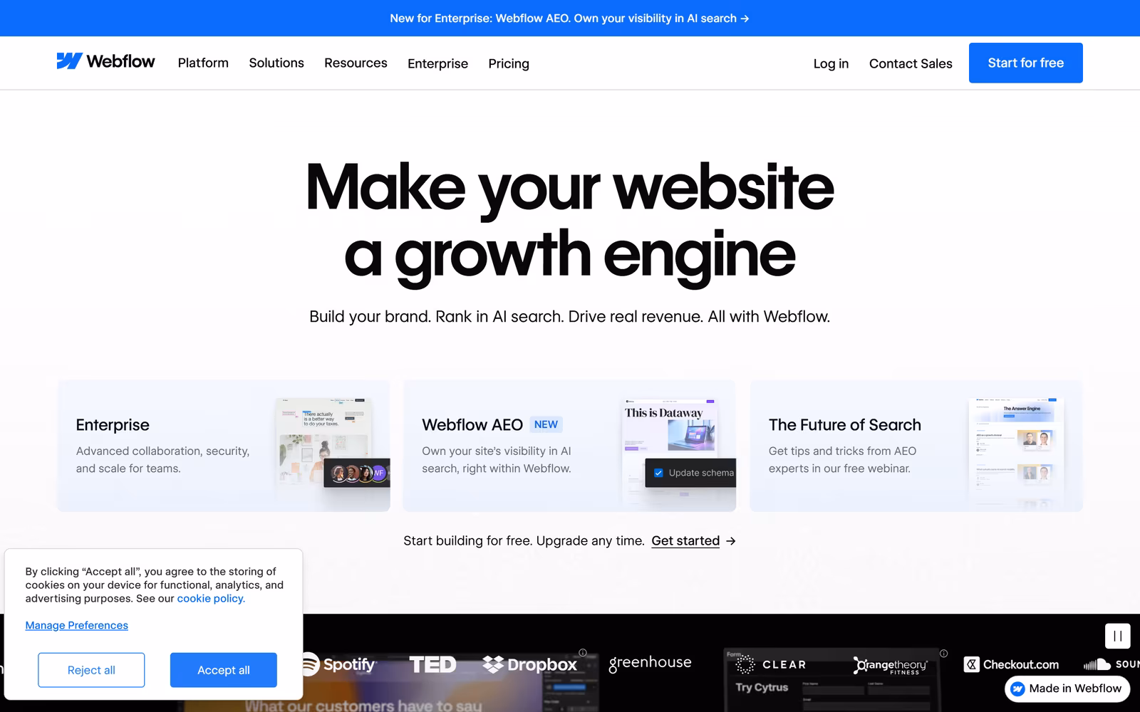Webflow — Minimalist SaaS website design